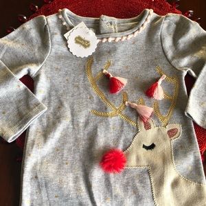 Mud Pie Christmas Holiday Reindeer Romper, Infant, 9-12 Months, New w/ Tag, NWT